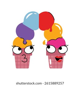 Ice cream cones vector Sticker. Eps 10 file