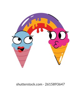 Ice cream cones vector Sticker. Eps 10 file