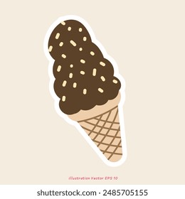 Ice Cream Cones , wafer Cones vector isolated on cream color  background, Vector illustration EPS 10