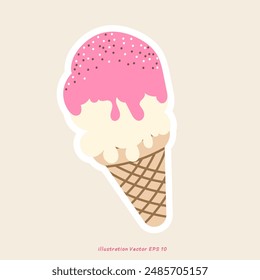 Ice Cream Cones , wafer Cones vector isolated on cream color  background, Vector illustration EPS 10
