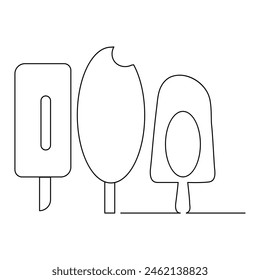 Ice Cream Continuous One line dibujo Ilustraciones y diseño de Vectores