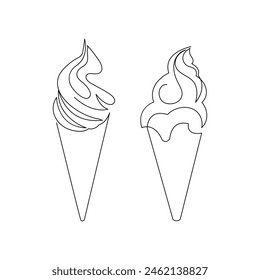 Ice Cream Continuous One line dibujo Ilustraciones y diseño de Vectores