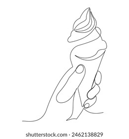 Ice Cream Continuous One line drawing Illustrations and Vectors design