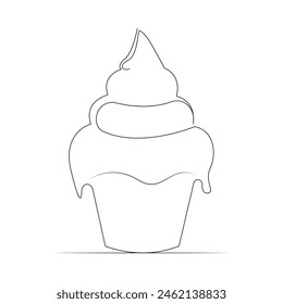 Ice Cream Continuous One line drawing Illustrations and Vectors design