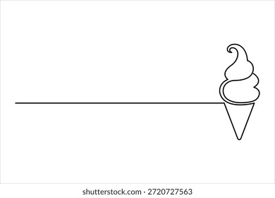 Ilustración de Arte vectorial de estilo de línea de helado de cono de waffle. ilustración de diseño de cono de helado