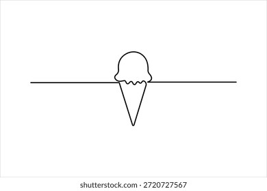 Ilustración de Arte vectorial de estilo de línea de helado de cono de waffle. ilustración de diseño de cono de helado