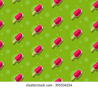 Ice cream. Cool Seamless pattern. Background in happy bright colors for your pop art design. Flat style. Party poster, wrapping paper, textile, print, wallpaper. Vector illustration