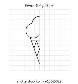ice cream copy and coloring the picture, educational game for preschool
,children (kids). Complete the picture