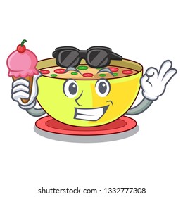 With ice cream corn chowder isolated with the character