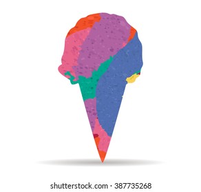 ice cream cornet drawn painted icon vector