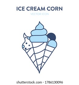 Ice cream corns icon. Vector illustration of three ice cream cones with different flavors. Modern icon of an ice cream cone