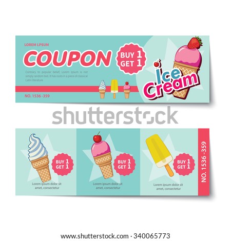 Ice Cream Coupon Discount Template Flat Stock Vector (Royalty Free ...
