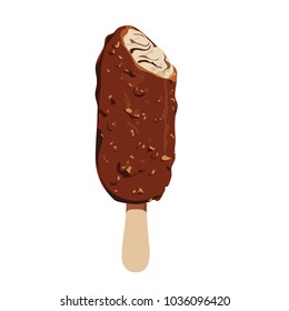 ice cream covered with chocolate and almond on white background,vector illustration eps 8