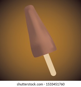 ice cream covered with chocolate isolated on white background, clipping path, full depth of field