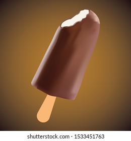 ice cream covered with chocolate isolated on white background, clipping path, full depth of field