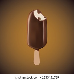 ice cream covered with chocolate isolated on white background, clipping path, full depth of field