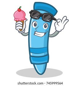 With ice cream crayon character cartoon style
