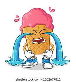 ice cream cry a lot mascot vector cartoon illustration