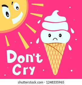 Ice cream crying cartoon