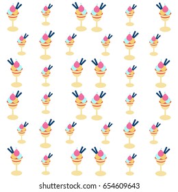 Ice cream cup background isolated on white background. Vector illustration.