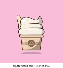 Ice cream cup cartoon icon illustration