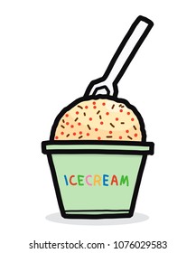 ice cream cup / cartoon vector and illustration, hand drawn style, isolated on white background.