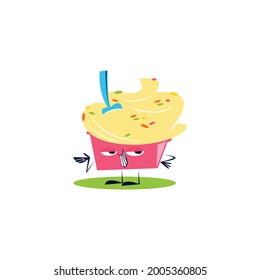 Ilustración con cara sonriente del vector de dibujos animados de la Copa de Crema de Hielo