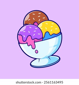 Ice Cream Cup Cartoon Vector Icon Illustration. Sweet Food 
Icon Concept Isolated Premium Vector. Flat Cartoon Style 