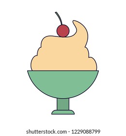 ice cream cup with cherry