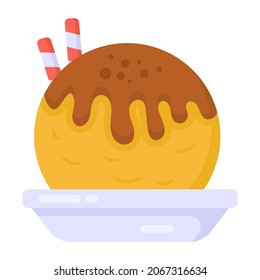 An ice cream cup, chocolate ice cream flat icon