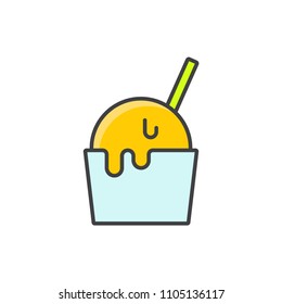 Ice cream cup colored line icon.