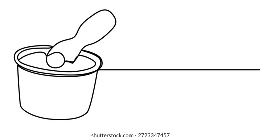 taza de helado dibujo continuo de una línea, dibujo continuo de una sola línea de delicioso y fresco helado de taza fresca, helado, cóctel. Un solo dibujo de línea. de Ilustración vectorial de contorno. 