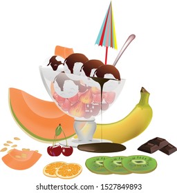ice cream cup decorated with umbrella