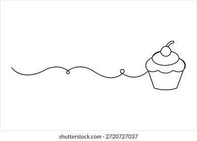 Ice cream cup design continuous one line art drawing of dessert, sweet and cold food vector art illustration 

