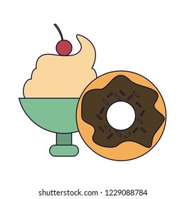 ice cream cup and donut