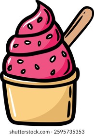 Ice cream cup doodle illustration vector