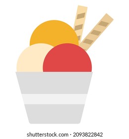 ice cream cup flat clipart vector illustration