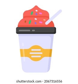 An ice cream cup in flat icon