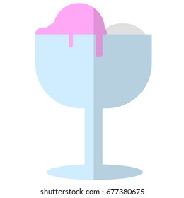 Ice cream in a cup flat icon, vector sign, colorful pictogram isolated on white. Sweet dessert Symbol, logo illustration. Flat style design