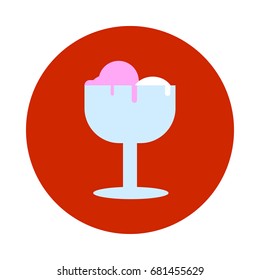 Ice cream in a cup flat icon. Round colorful button, circular vector sign. Flat style design
