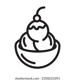 ice cream in cup food doodle icon isolated