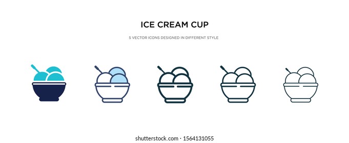 ice cream cup icon in different style vector illustration. two colored and black ice cream cup vector icons designed in filled, outline, line and stroke style can be used for web, mobile, ui