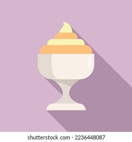 Ice cream cup icon flat vector. Chocolate scoop. Vanilla ball