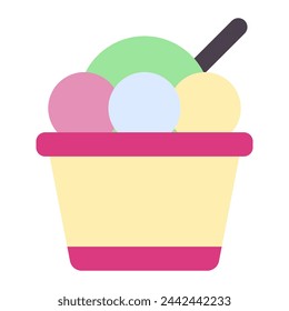 ice cream cup icon in flat style