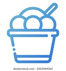 icono de taza de helado en estilo de línea degradada