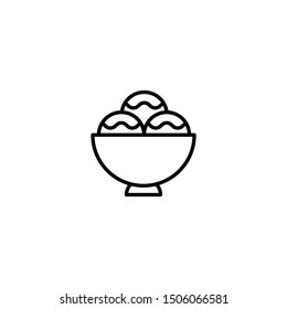 Ice cream cup icon isolated. Modern sweet vanilla desert sign. Trendy vector chocolate cram symbol for web site design, button to mobile app. Vector illustration.