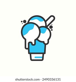 icono de la taza de helado, icono aislado tema panadería