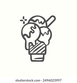 ice cream cup icon, isolated handdrawn icon theme bakery