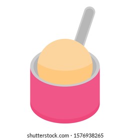 Ice cream cup icon. Isometric of ice cream cup vector icon for web design isolated on white background