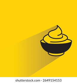 ice cream cup icon with shadow on yellow background